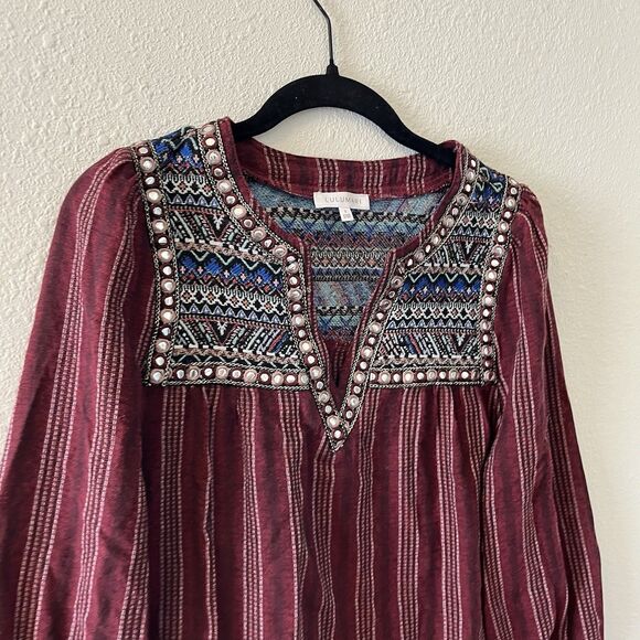 Lulumari Womens Peasant Top Small Embroidered Jeweled Boho Hippie Fairy Festival - Picture 8 of 16